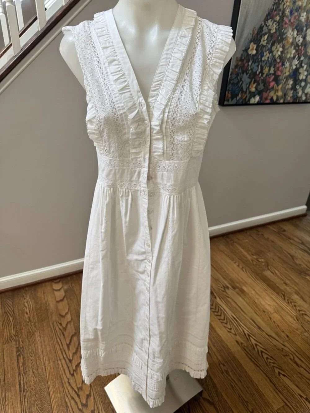 NWT Sea NY Lilli Eyelet Midi Dress White Cotton Size 4 - Picture 2 of 5